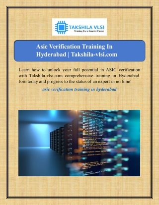 Asic Verification Training In Hyderabad | Takshila-vlsi.com