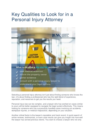 Key Qualities to Look for in a Personal Injury Attorney