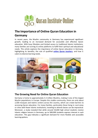 The Importance of Online Quran Education in Germany