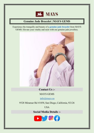 Genuine Jade Bracelet  MAYS GEMS