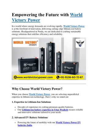 Empowering the Future with World Victory Power