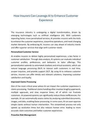 How Insurers Can Leverage AI to Enhance Customer Experience