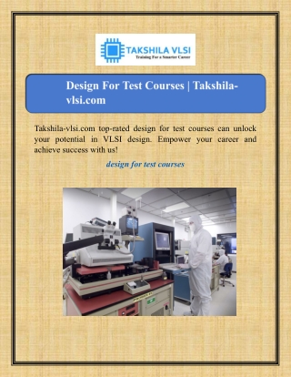 Design For Test Courses | Takshila-vlsi.com