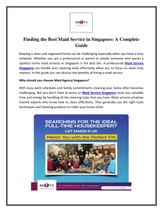 Finding the Best Maid Service in Singapore - A Complete Guide