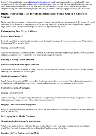 Digital Marketing Tips for Small Businesses: Stand Out in a Crowded Market