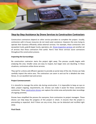 Step-by-Step Assistance by Drone Services to Construction Contractors