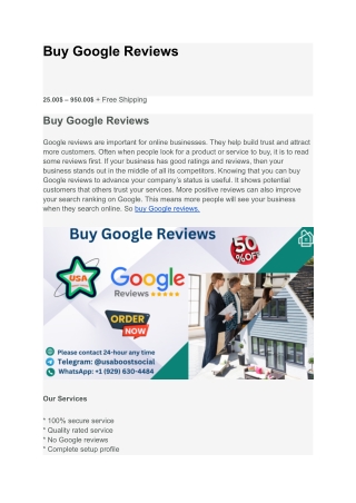 Buy Google Reviews USA & OLD in 2025