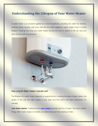 The Lifespan of Your Water Heater