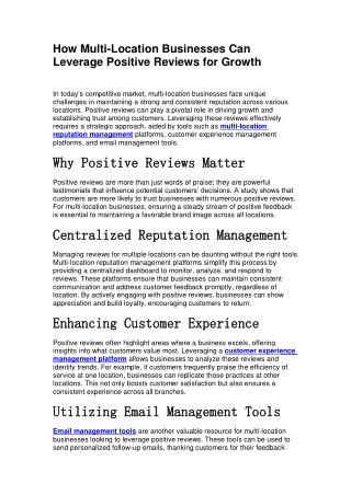 How Multi-Location Businesses Can Leverage Positive Reviews for Growth