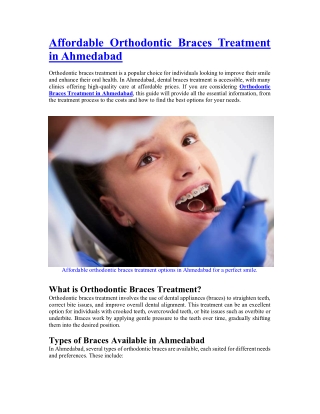 Affordable Orthodontic Braces Treatment in Ahmedabad