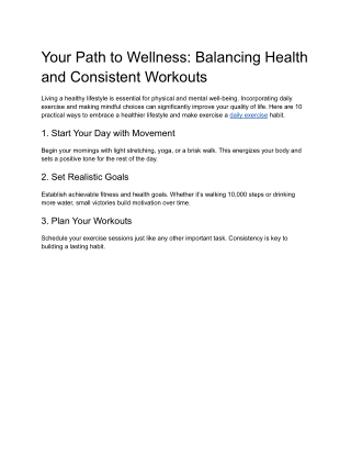 Your Path to Wellness_ Balancing Health and Consistent Workouts