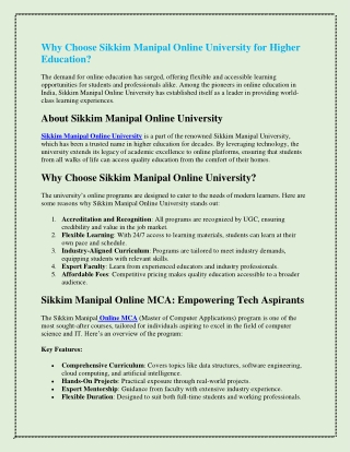 Why Choose Sikkim Manipal Online University for Higher Education