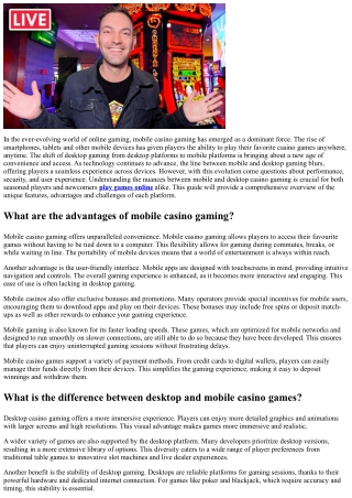 Mobile vs. Desktop Online Casino Gambling Exploring the Cons & Pros