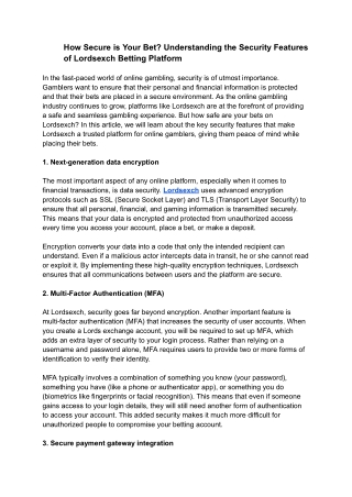 How Secure is Your Bet? Understanding the Security Features of Lordsexch Betting