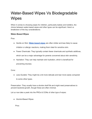 Water-Based Wipes Vs Biodegradable Wipes