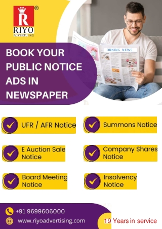 Book Your Public Notice Ads In Newspaper
