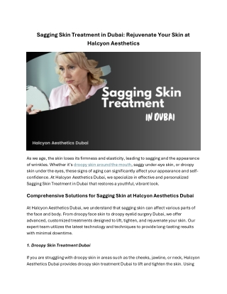 Sagging Skin Treatment in Dubai