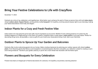 Bring Your Festive Celebrations to Life with Crazyflora