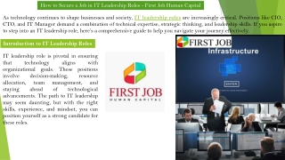 How to Secure a Job in IT Leadership Roles - First Job Human Capital
