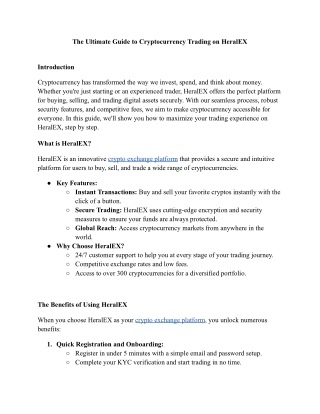 The Ultimate Guide to Cryptocurrency Trading on HeralEX