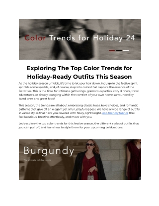 Exploring The Top Color Trends for Holiday-Ready Outfits This Season – Reistor