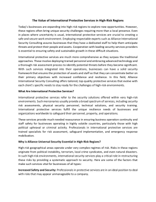 The Value of International Protective Services in High-Risk Regions