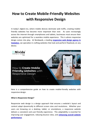 How to Create Mobile-Friendly Websites with Responsive Design