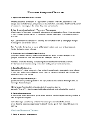 Warehouse Management Vancouver