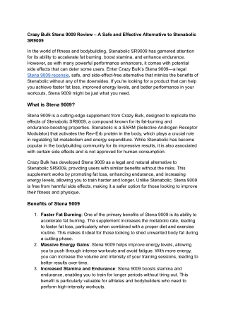 Crazy Bulk Stena 9009 Review – A Safe and Effective Alternative to Stenabolic SR9009 (1)