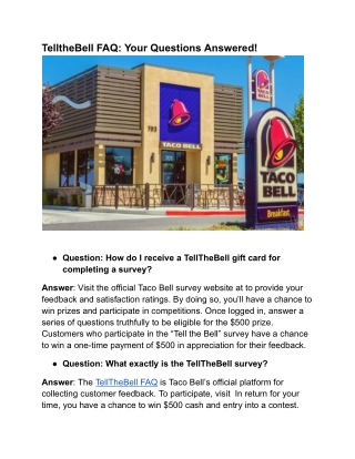 TellTheBell – Get 20% Off – Taco Bell Survey