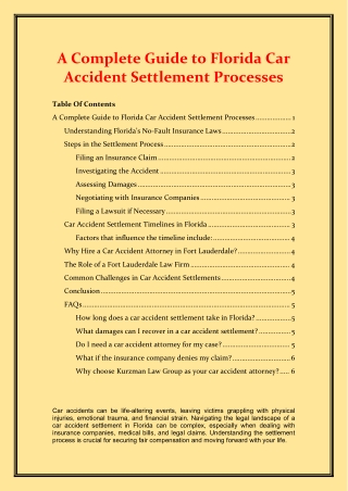 A Complete Guide to Florida Car Accident Settlement Processes