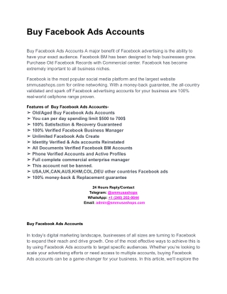 Buy Facebook Ads Accounts