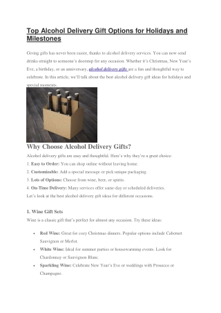 Top Alcohol Delivery Gift Options for Holidays and Milestones