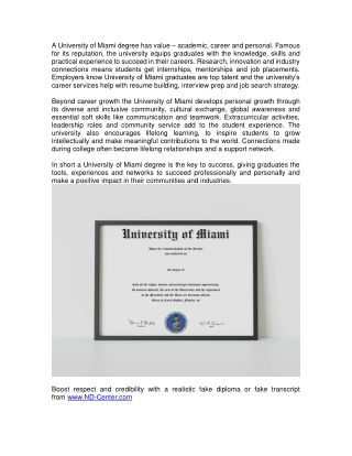 University of Miami Fake Diploma Fake Degree