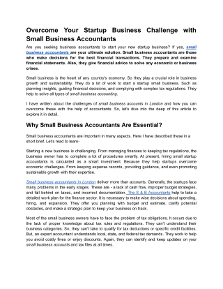 Overcome Your Startup Business Challenge with Small Business Accountants (1).docx