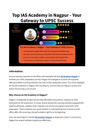 Top IAS Academy in Nagpur - Your Gateway to UPSC Success