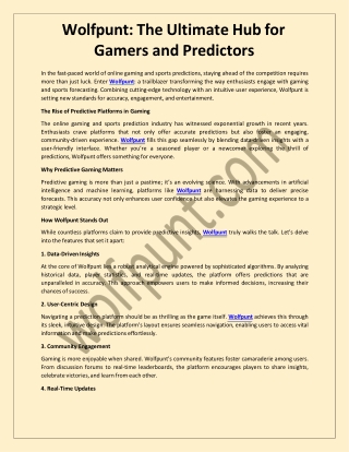 Wolfpunt The Ultimate Hub for Gamers and Predictors