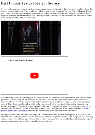 Finest Inmate Textual content Support