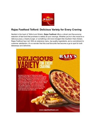Rajas Fastfood Telford- Delicious Variety for Every Craving