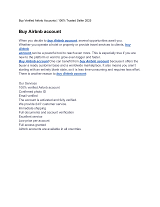 Buy Verified Airbnb Accounts100% Trusted Seller 2025