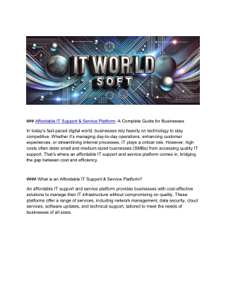 IT World Soft Affordable IT Support & Service Platform