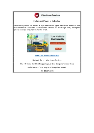 Packers and Movers in Hyderabad