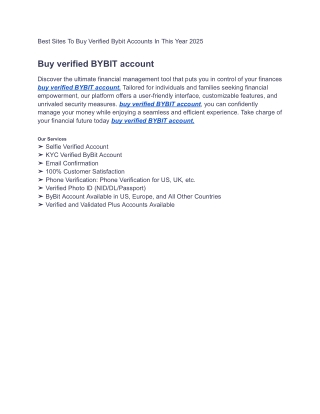 Best Sites To Buy Verified Bybit Accounts In This Year 2025