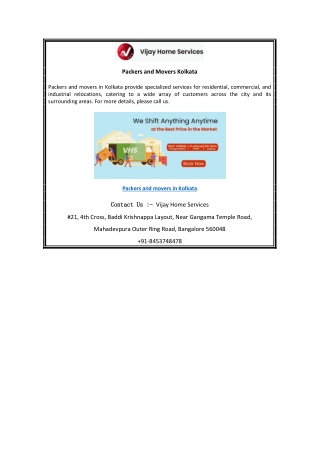 Packers and Movers Kolkata