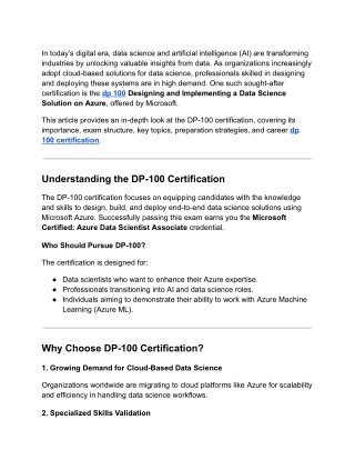 DP-100 Certification_ A Comprehensive Guide to Mastering Data Science Solutions on Azure