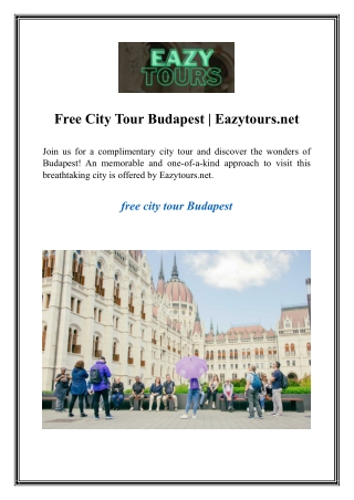 Free City Tour Budapest  Eazytours.net