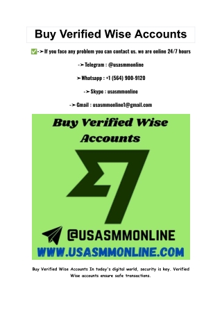 Buy Verified Wise Accounts usasmmonline USA 2025
