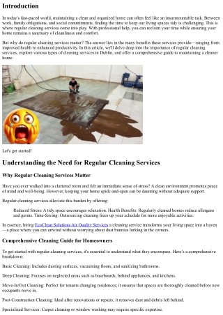 Creating a Cleaner Home: The Importance of Regular Cleaning Services