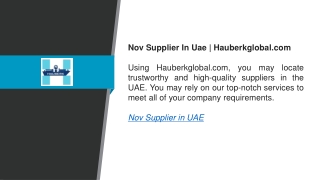 Nov Supplier In Uae  Hauberkglobal.com