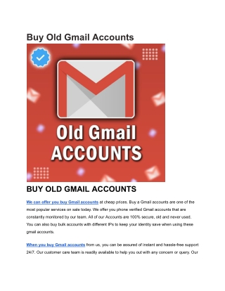 Buy Old Gmail Accounts